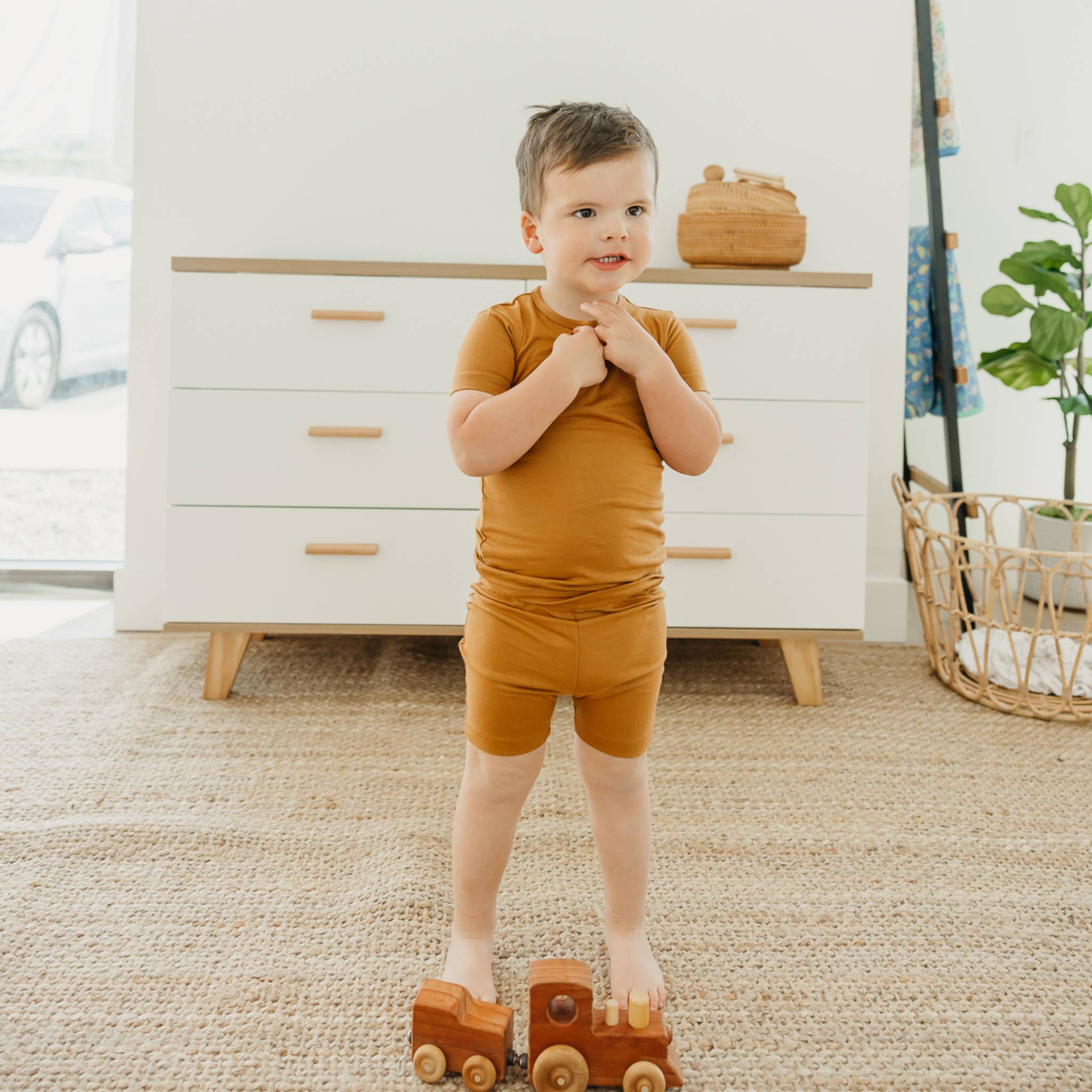 2pc Short Sleeve Pajama Set - Camel