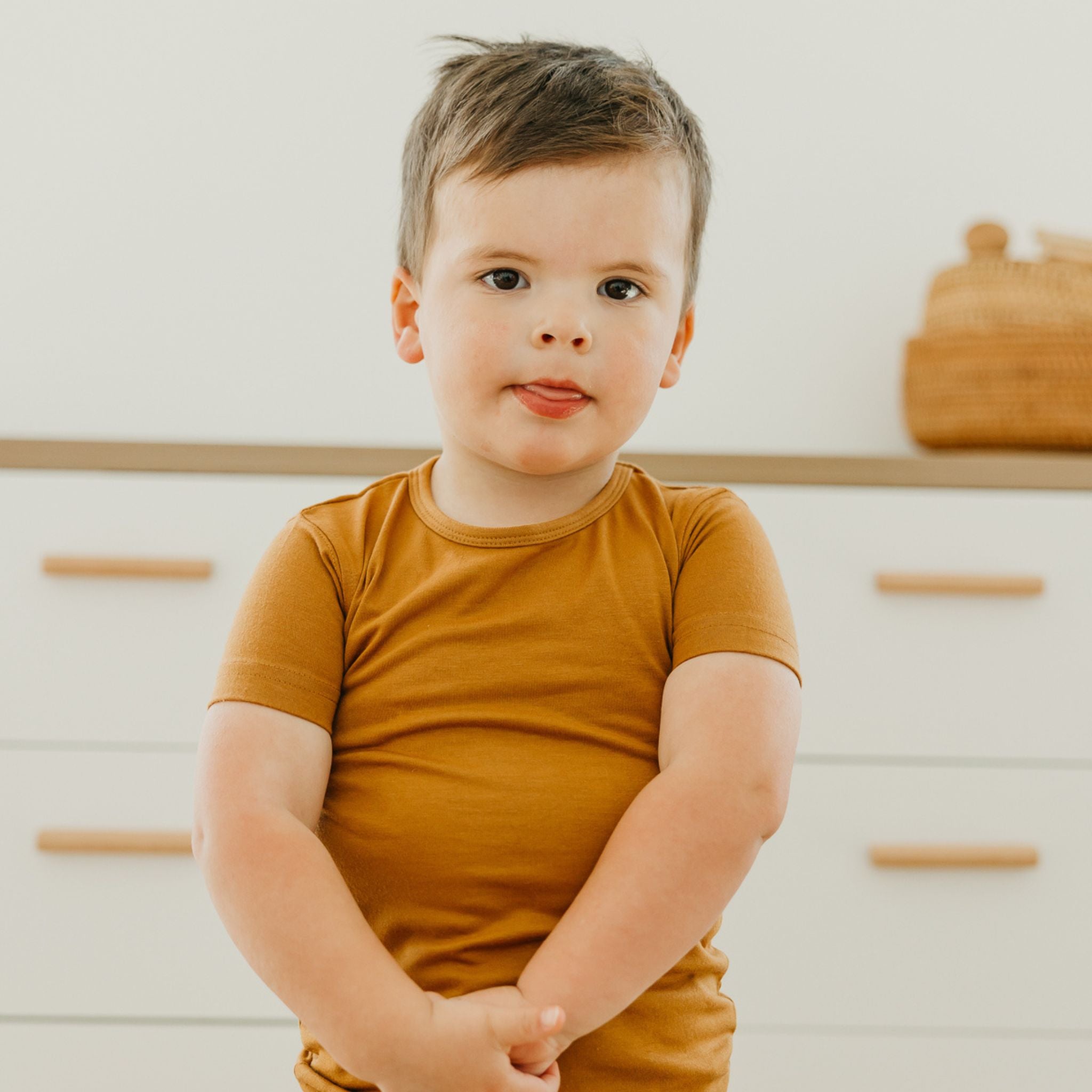 2pc Short Sleeve Pajama Set - Camel