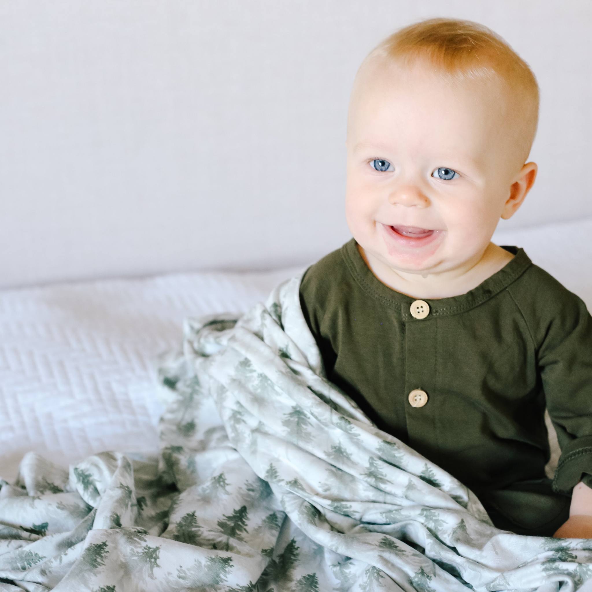 Knit Swaddle Blanket - Evergreen