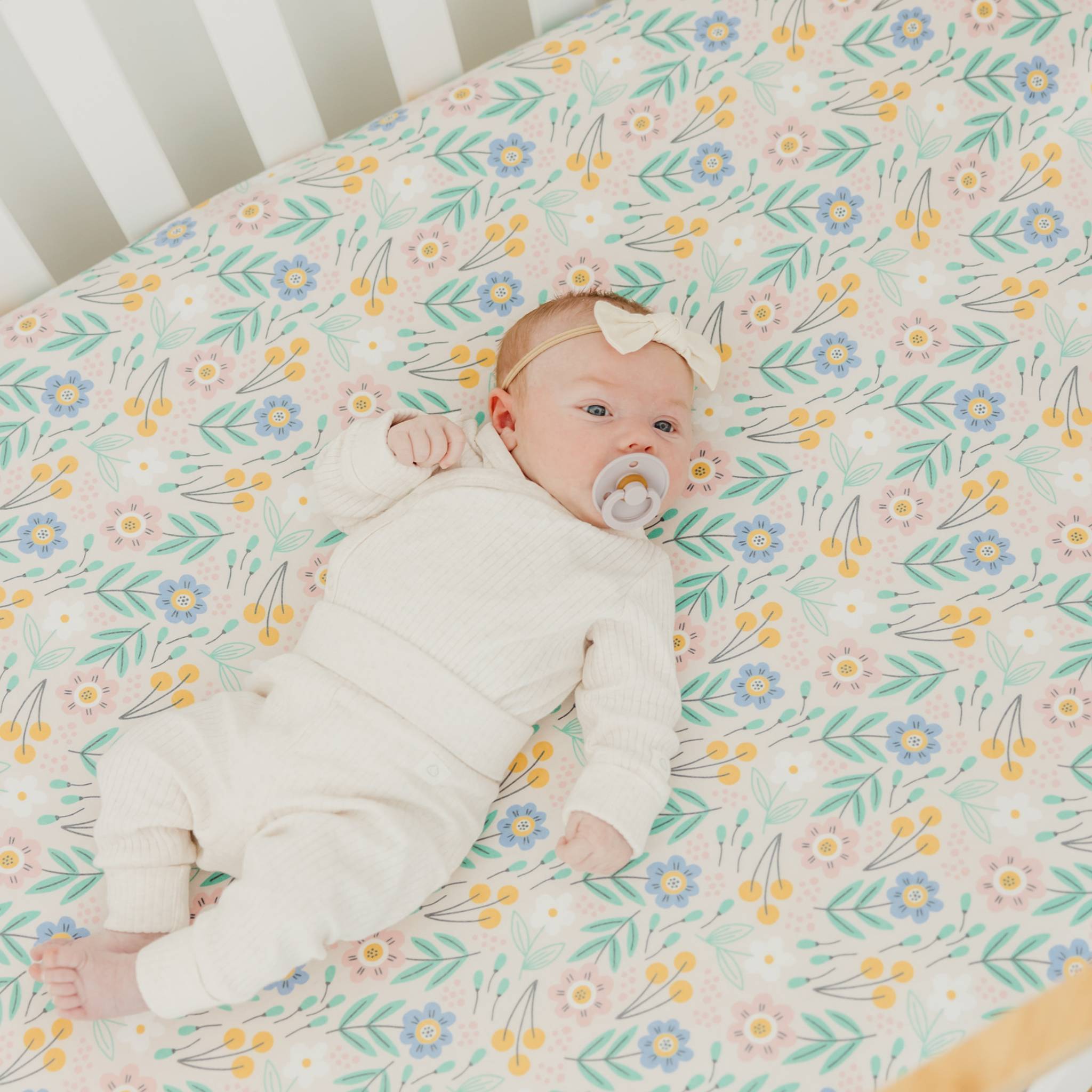Premium Knit Fitted Crib Sheet - Clara