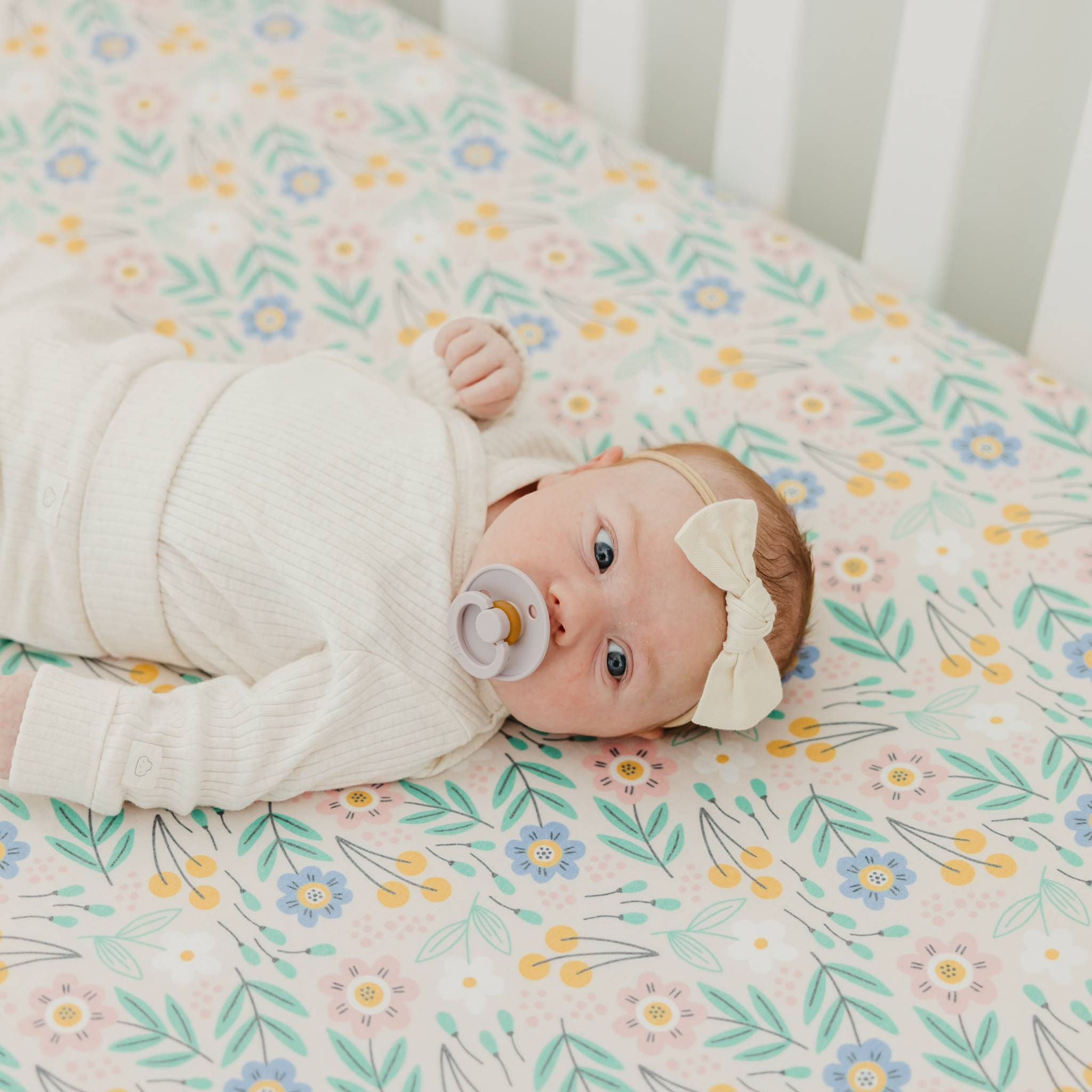 Premium Knit Fitted Crib Sheet - Clara