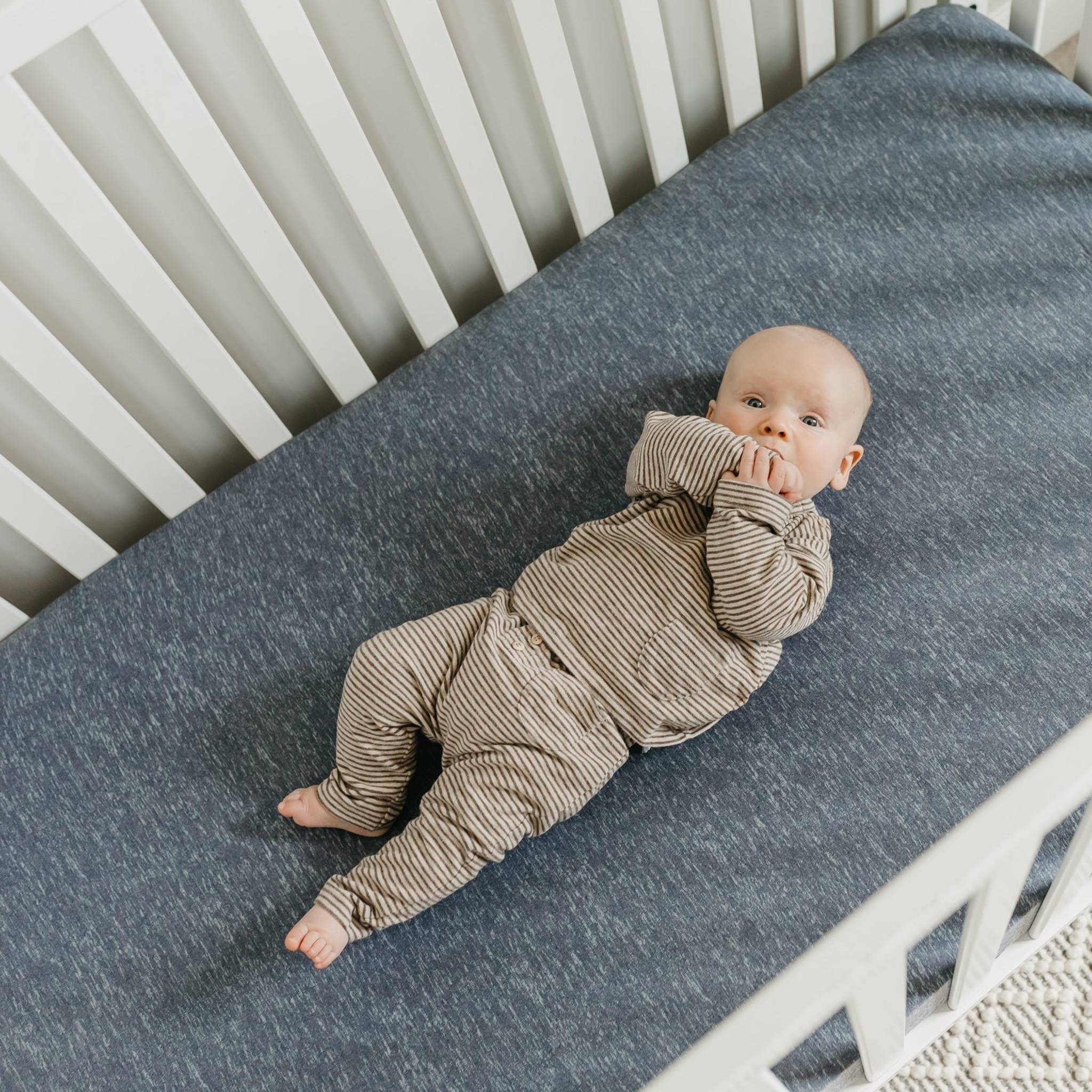 Premium Knit Fitted Crib Sheet - Denim