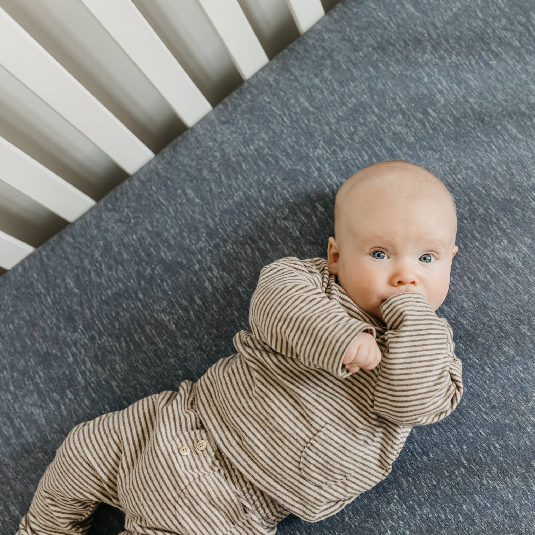 Premium Knit Fitted Crib Sheet - Denim