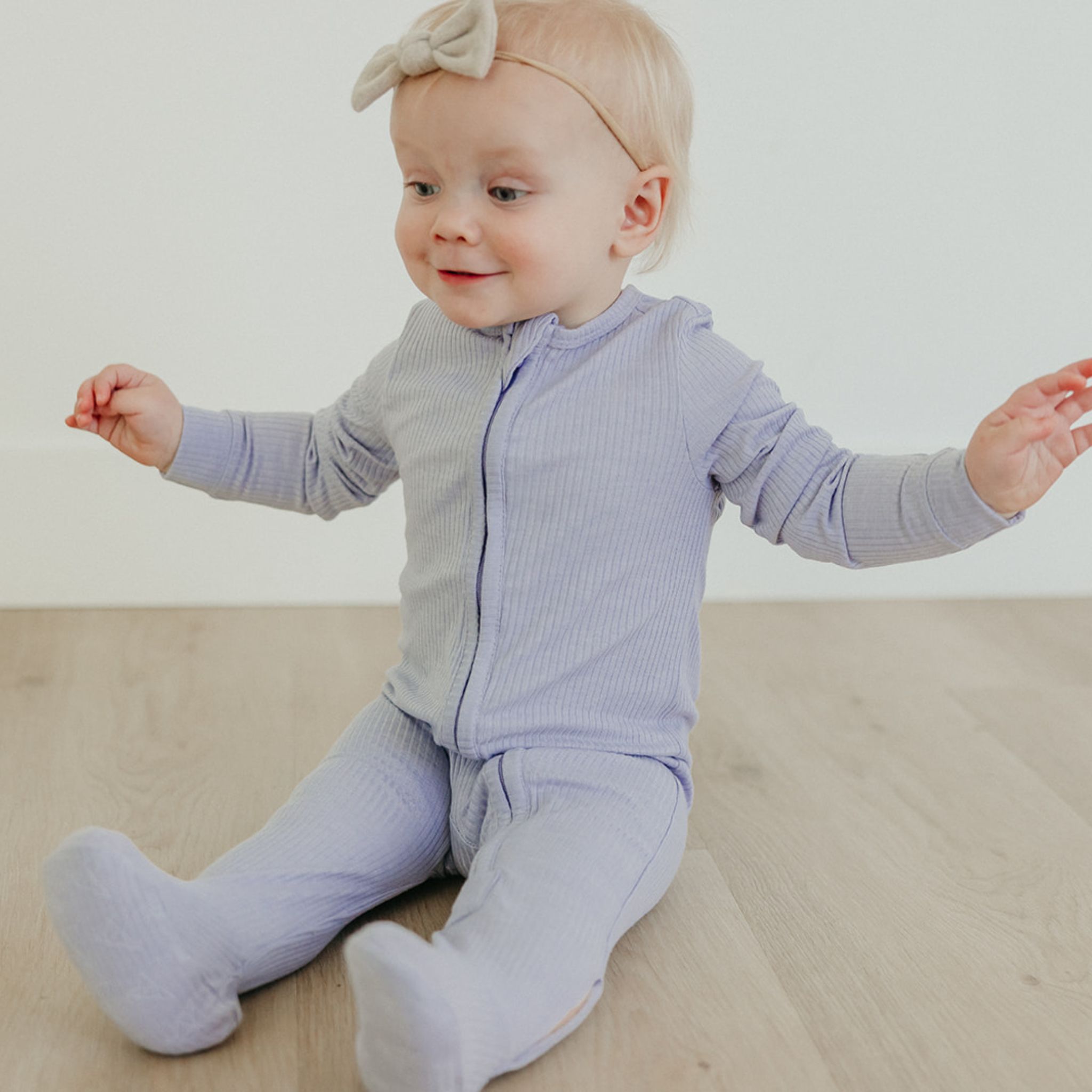 Rib Knit Zip-Up Footie Pajama - Periwinkle