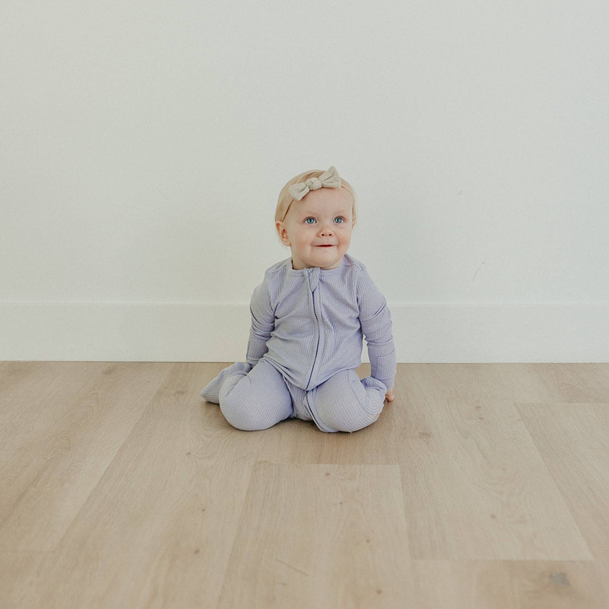 Rib Knit Zip-Up Footie Pajama - Periwinkle