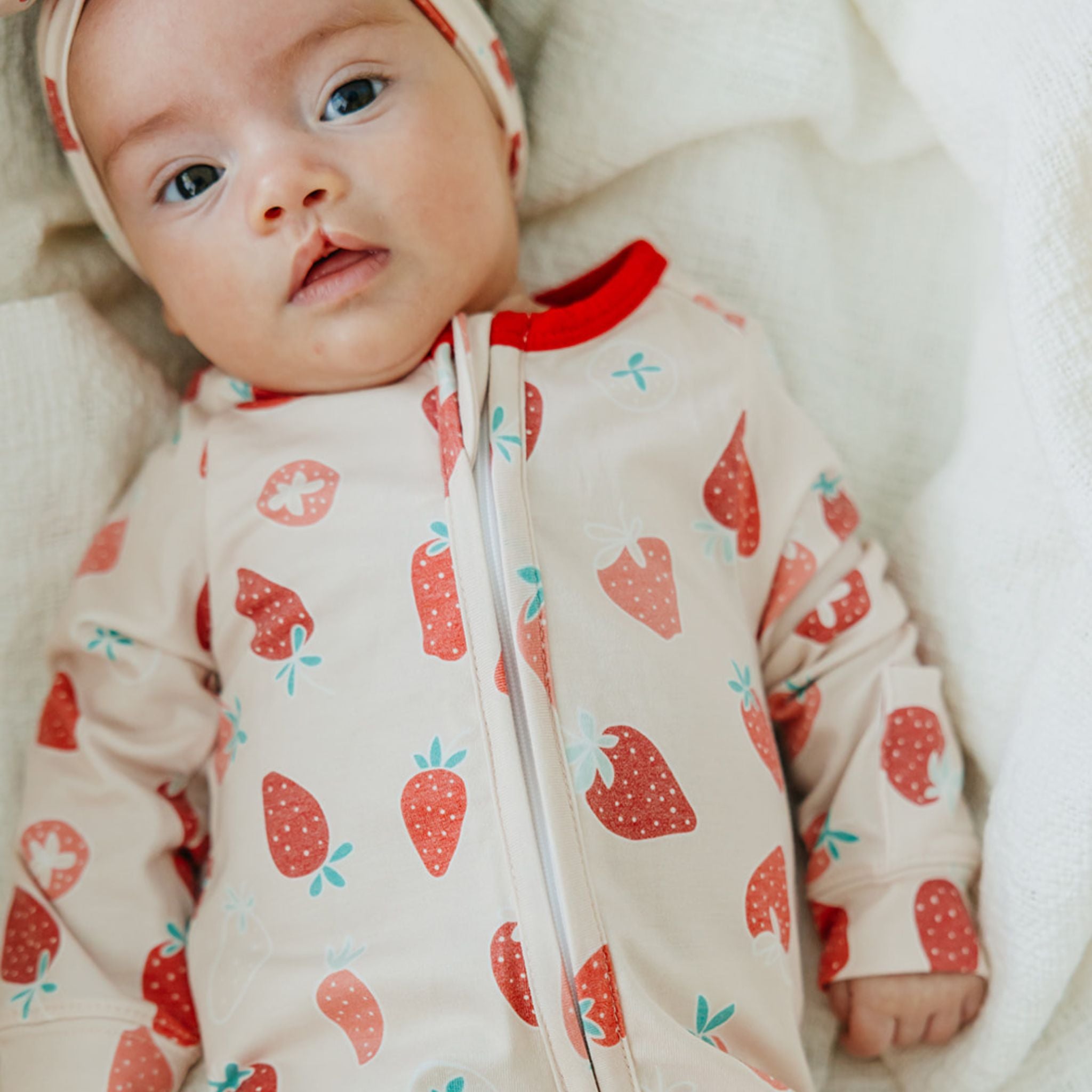 Zip-Up Footie Pajama - Strawberry