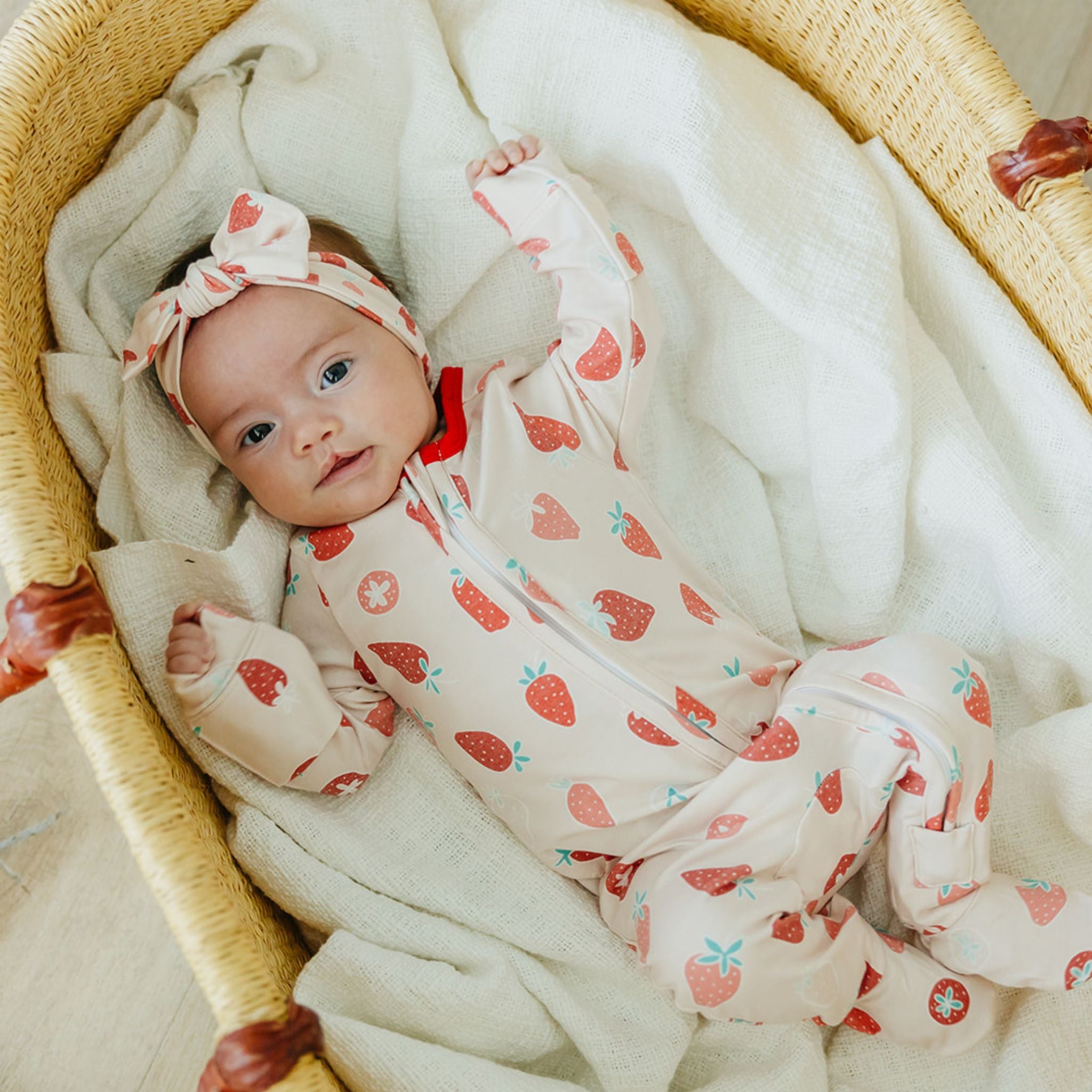 Zip-Up Footie Pajama - Strawberry