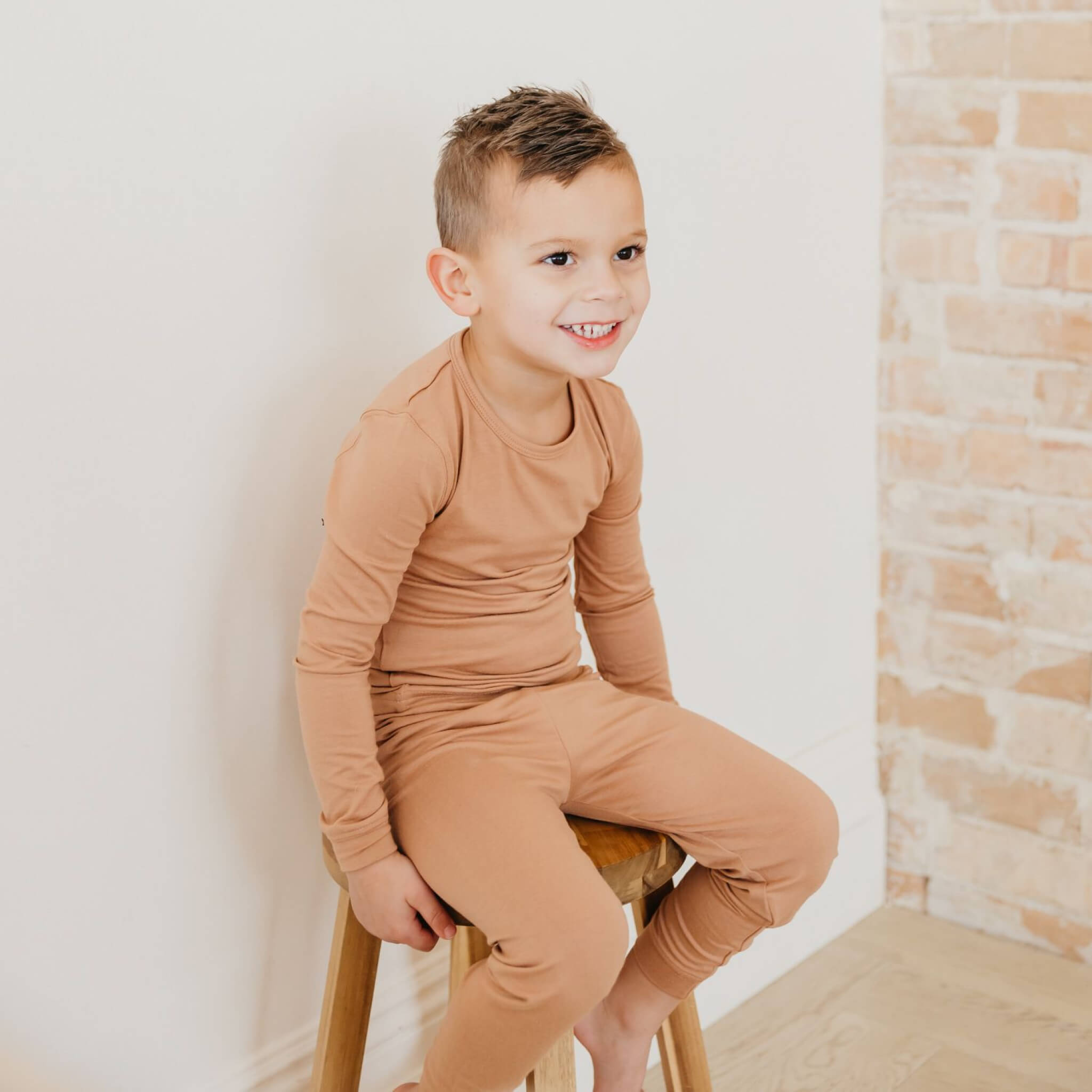 2pc Long Sleeve Pajama Set - Pecan