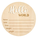 3D Acrylic Wooden Announcement Sign - Hello World