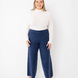 Women's Luxe Wide Leg Sweater Pant - Navy