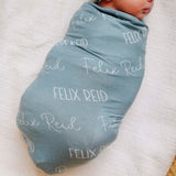 Personalized Baby Name Swaddle Blanket - Teal