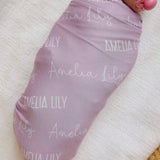Personalized Baby Name Swaddle Blanket - Mulberry
