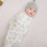 Personalized Baby Name Swaddle Blanket - Greenery