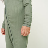 Rib Knit Zip-Up Footie Pajama - Clover