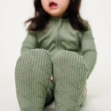 Rib Knit Zip-Up Footie Pajama - Clover