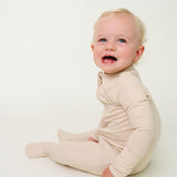 Rib Knit Zip-Up Footie Pajama - Moonstone