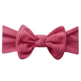 Rib Knit Headband Bow - Berry