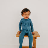 Zip-Up Footie Pajama - Steel