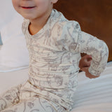 2pc Long Sleeve Pajama Set - Jurassic Park Fossils