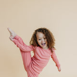 2pc Rib Knit Long Sleeve Pajama Set - Rosewood