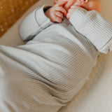 Rib Knit Newborn Knotted Gown - Ash