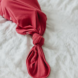 Rib Knit Newborn Knotted Gown - Berry