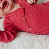 Rib Knit Newborn Knotted Gown - Berry