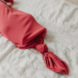 Rib Knit Newborn Knotted Gown - Berry