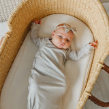 Rib Knit Newborn Knotted Gown - Ash