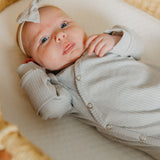 Rib Knit Newborn Knotted Gown - Ash