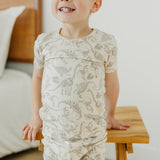 2pc Short Sleeve Pajama Set - Jurassic Park Fossils