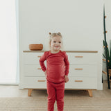 2pc Rib Knit Long Sleeve Pajama Set - Berry