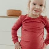 2pc Rib Knit Long Sleeve Pajama Set - Berry