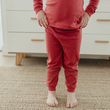 2pc Rib Knit Long Sleeve Pajama Set - Berry