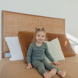 2pc Rib Knit Long Sleeve Pajama Set - Moss