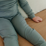 2pc Rib Knit Long Sleeve Pajama Set - Moss