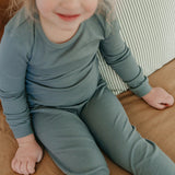 2pc Rib Knit Long Sleeve Pajama Set - Moss