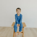 2pc Rib Knit Long Sleeve Pajama Set - Indigo