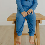 2pc Rib Knit Long Sleeve Pajama Set - Indigo