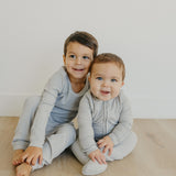 2pc Rib Knit Long Sleeve Pajama Set - Ash