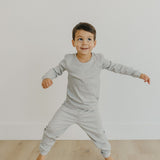 2pc Rib Knit Long Sleeve Pajama Set - Ash