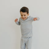 2pc Rib Knit Long Sleeve Pajama Set - Ash
