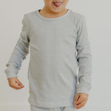 2pc Rib Knit Long Sleeve Pajama Set - Ash