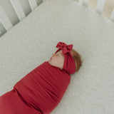 Rib Knit Headband Bow - Berry