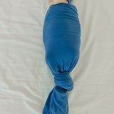 Rib Knit Headband Bow - Indigo