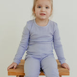 2pc Rib Knit Long Sleeve Pajama Set - Periwinkle