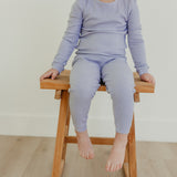 2pc Rib Knit Long Sleeve Pajama Set - Periwinkle