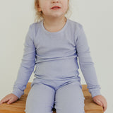 2pc Rib Knit Long Sleeve Pajama Set - Periwinkle