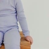 2pc Rib Knit Long Sleeve Pajama Set - Periwinkle