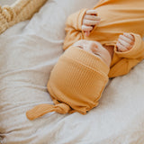 Rib Knit Top Knot Hat - Dolce